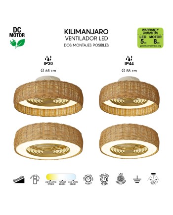 KILIMANJARO MINI * PLAFÓN / VENTILADOR - RATAN